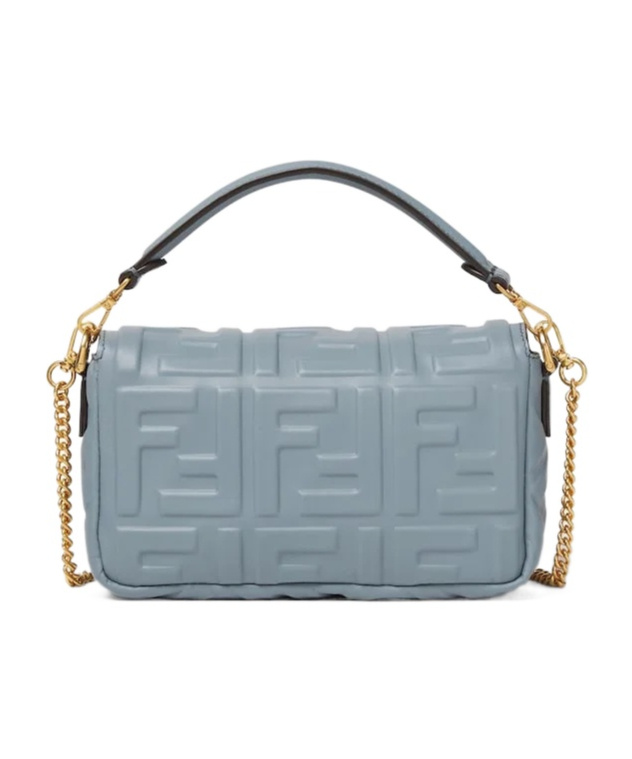 Fendi Mini Baguette Embossed Tote Bag In Gray