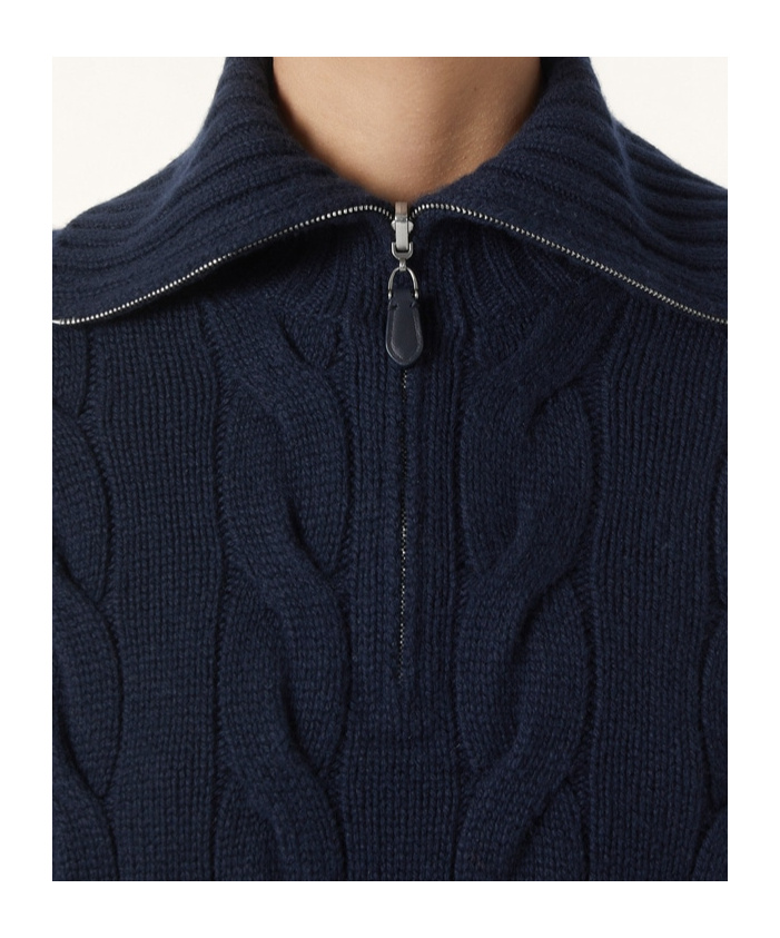 Loro Piana Napier Mock Neck Sweater In Blue