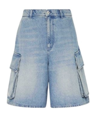 Jw Anderson Light Blue Bermuda Shorts With Cargo Pockets And Logo Patch On The Back In Denim Man In Blue