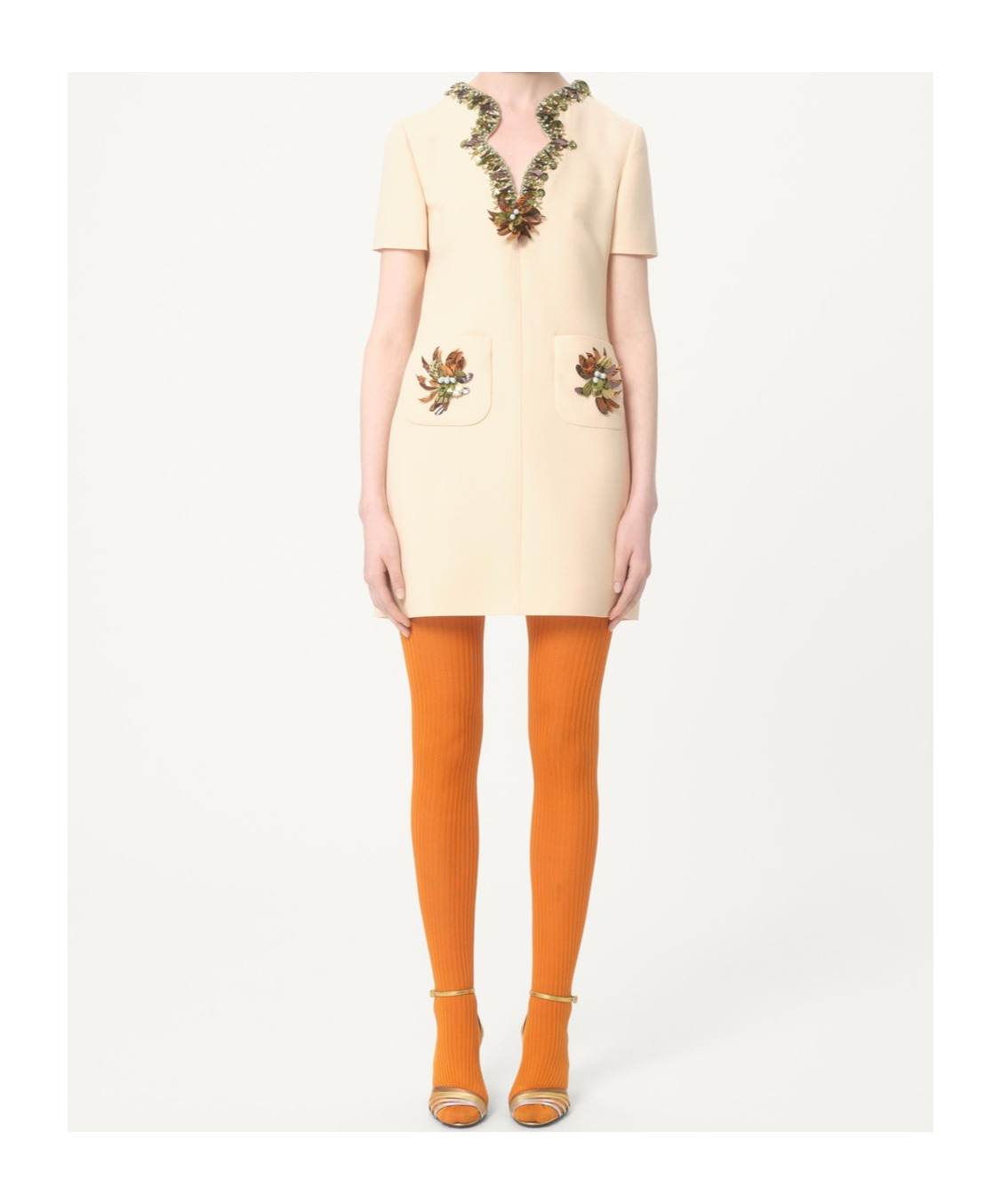 Valentino Garavani Embellished Crepe Couture Shift Minidress In Brown
