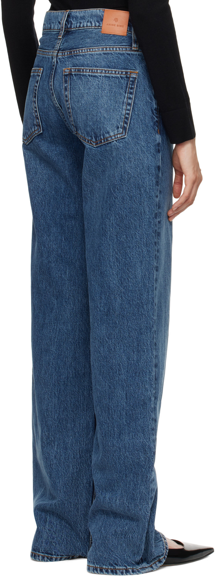 Anine Bing Blue Hugh Jeans In Blue