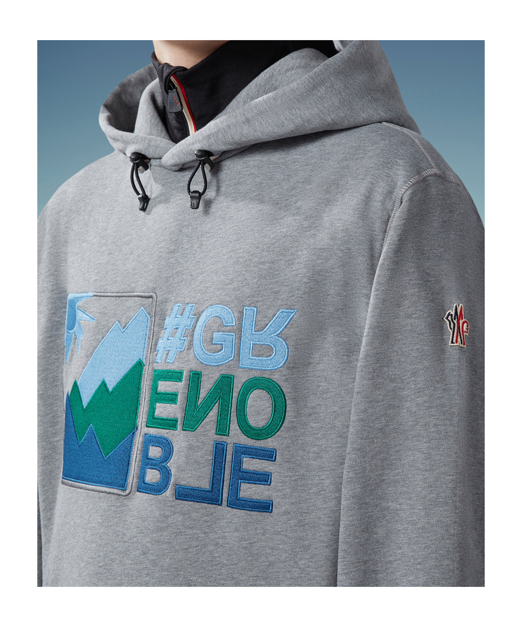 Moncler Men's Logo-printed Hoodie In Gray