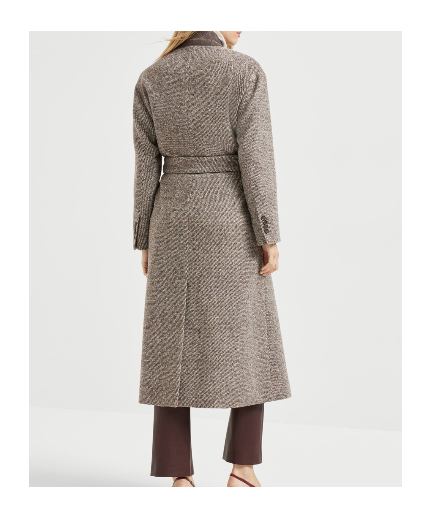 Brunello Cucinelli Belted Coat In Gray