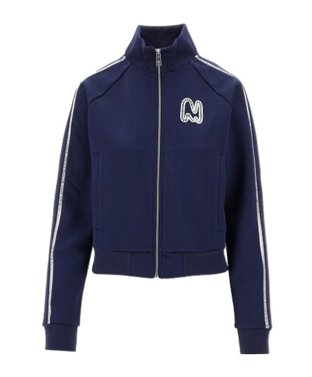 Msgm Navy Logo Track Jacket In Blue