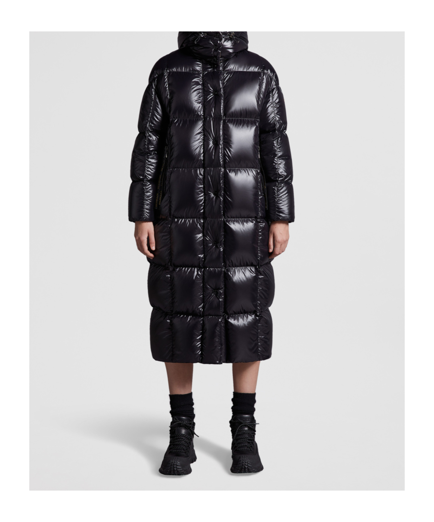 Moncler Parnaiba Hooded Long Down Jacket In Multi
