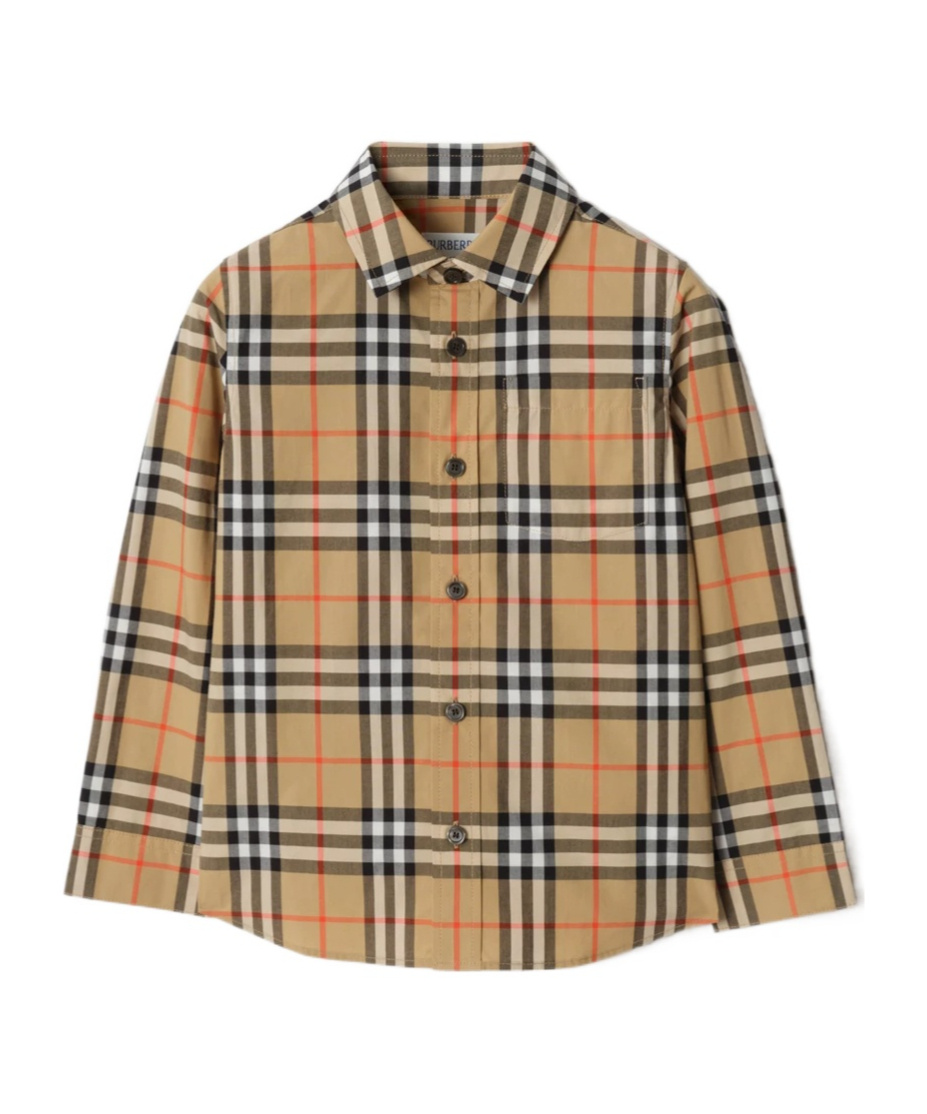 Burberry Check Cotton Shirt In Brown