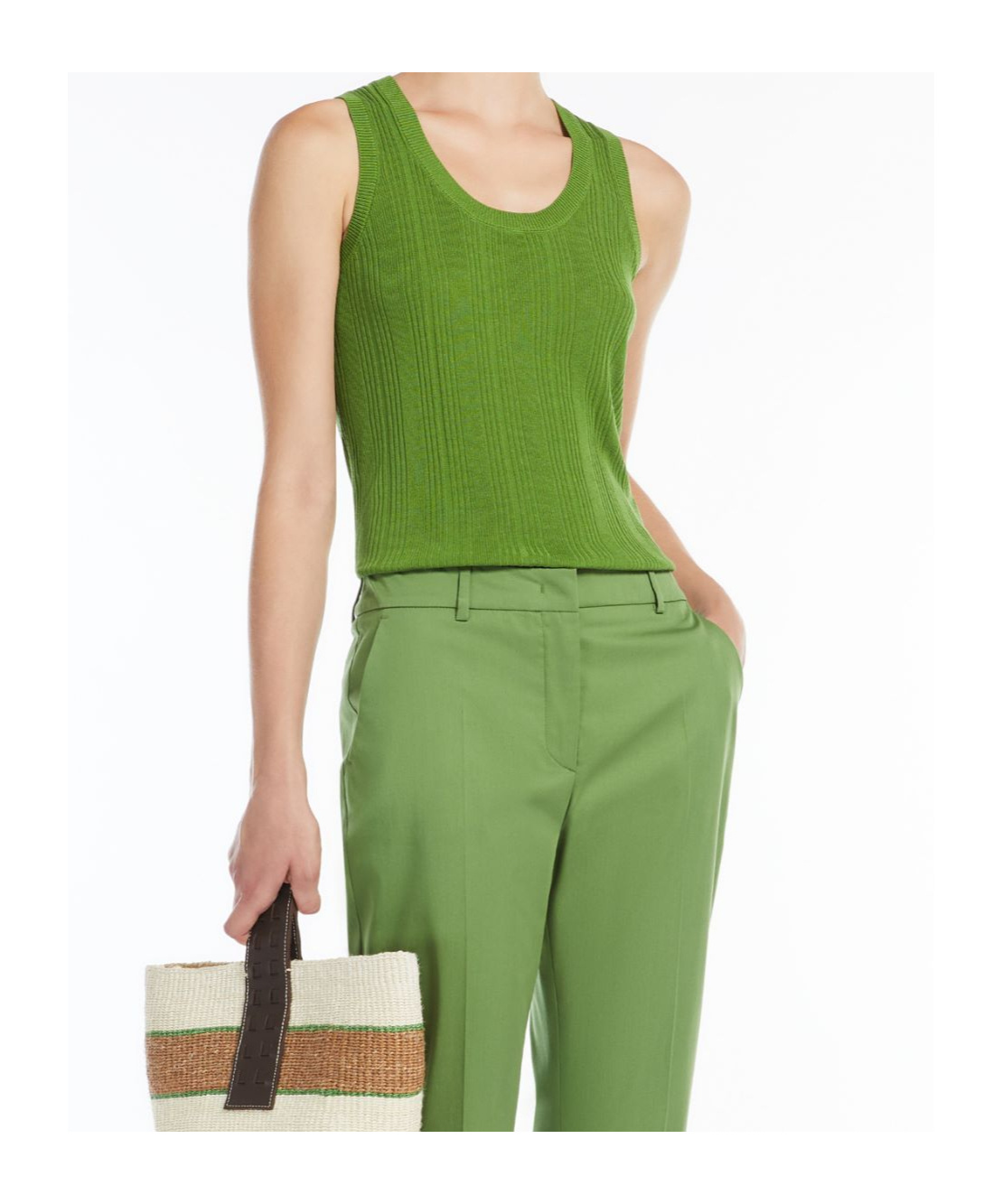 Shop Weekend Max Mara Viscose Yarn Top In Green