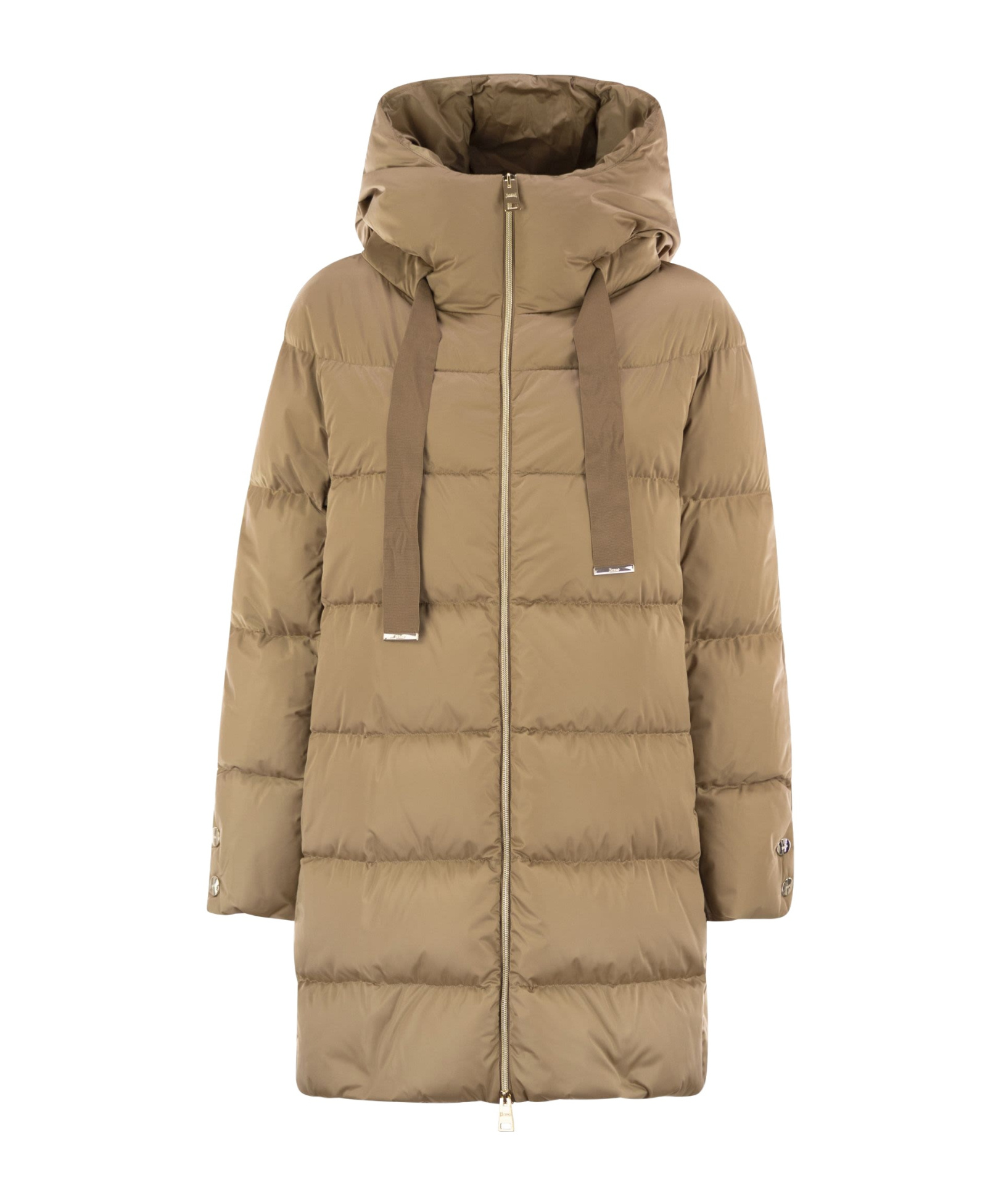Herno Women A-shape Down Jacket With Hood In Brown