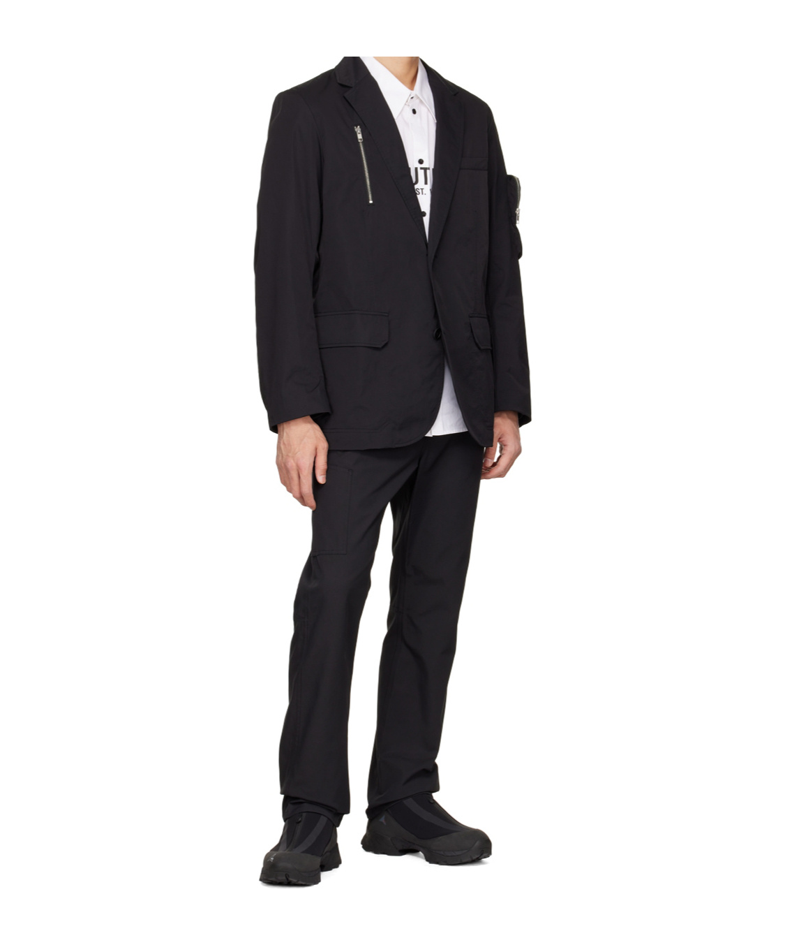 Helmut Lang Multi-pocket Single-breasted Blazer In Blue