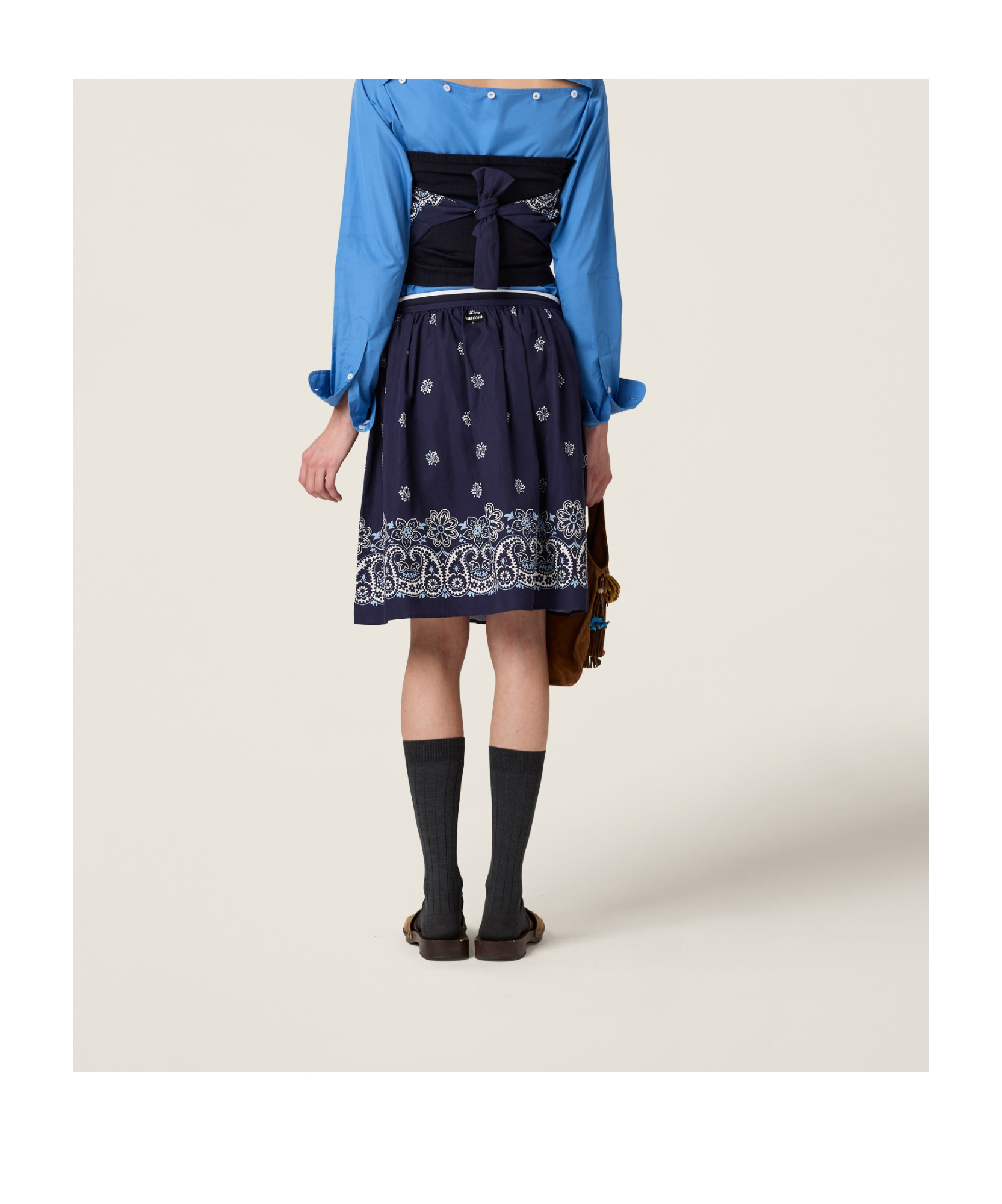Miu Miu Cornflower Print Slubbed Poplin Skirt