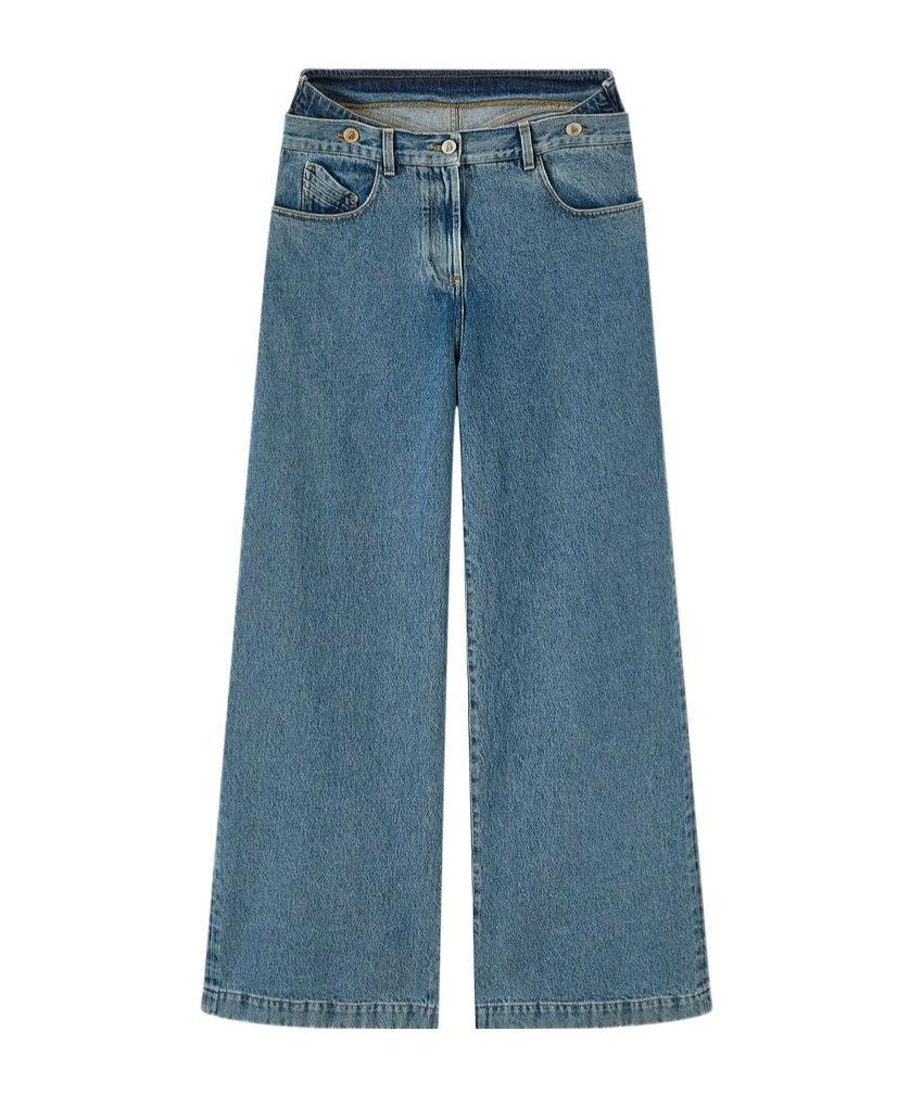 Attico The  Logo Patch Straight-leg Jeans In Blue