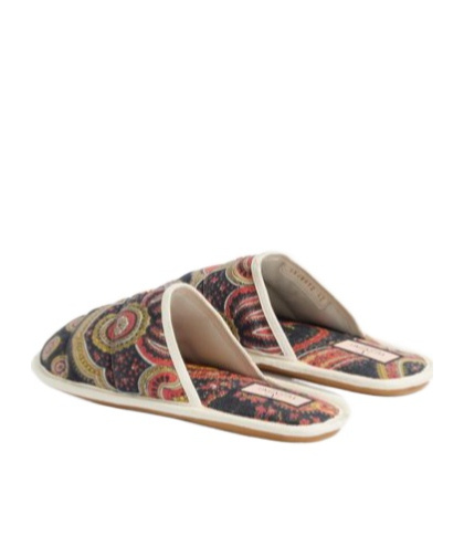 Valentino Paisley-print Slides In Nude
