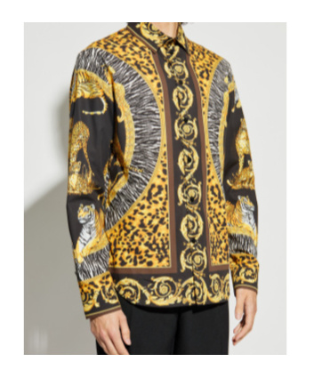 Versace Animal Print Shirt With Gold Accents In Yellow