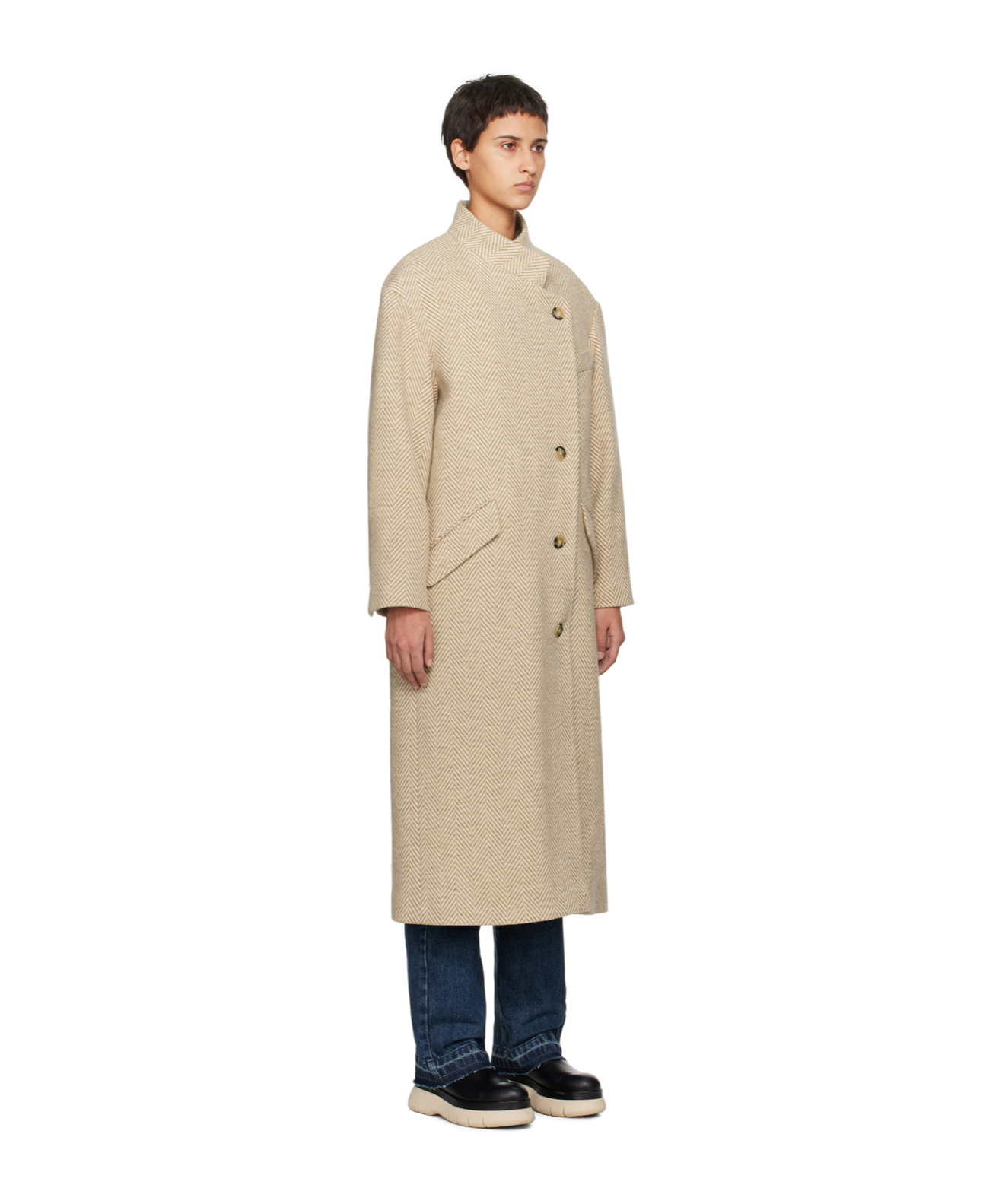 Isabel Marant Étoile Sabine Button Coat In Nude