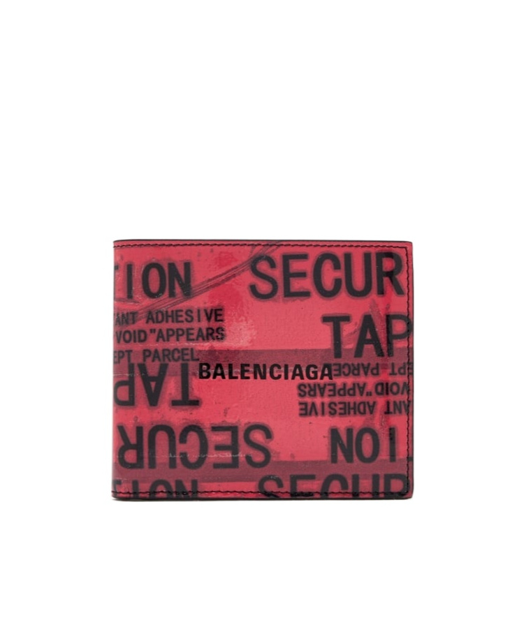 Balenciaga Tape Type Square Folded Wallet In Red