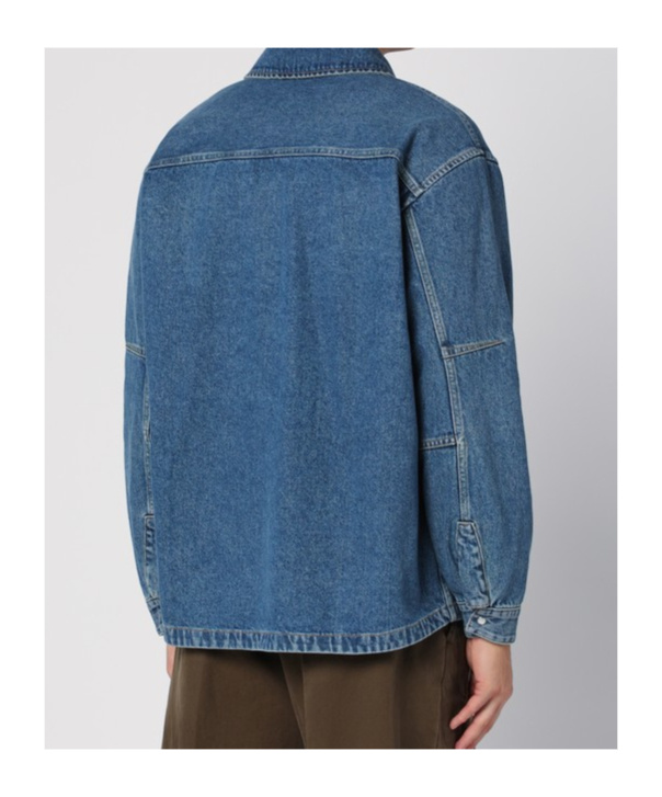 Shop Martine Rose Denim Zipper Coat In Blue