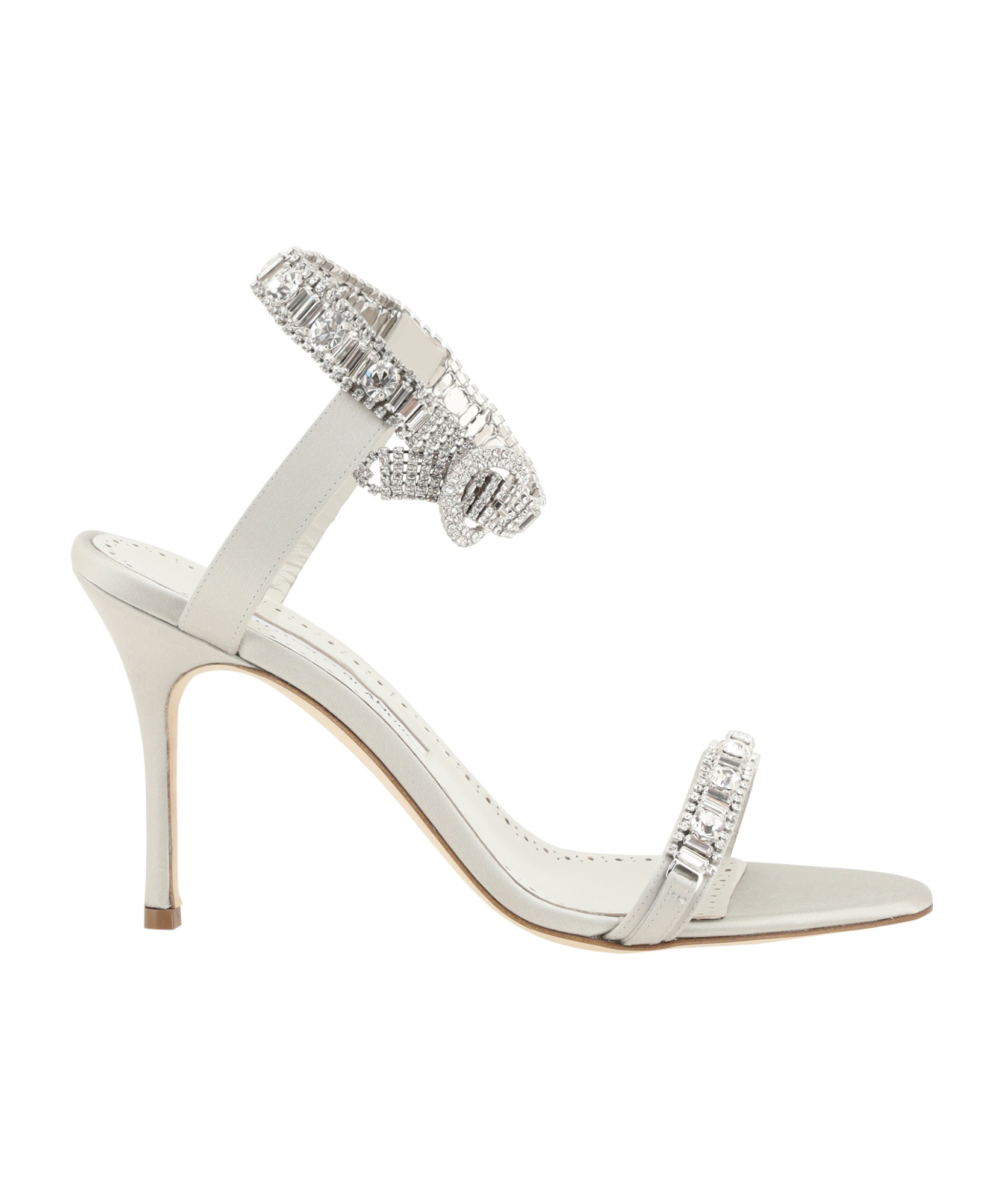 Shop Manolo Blahnik Asasan Embellished Sandals In White