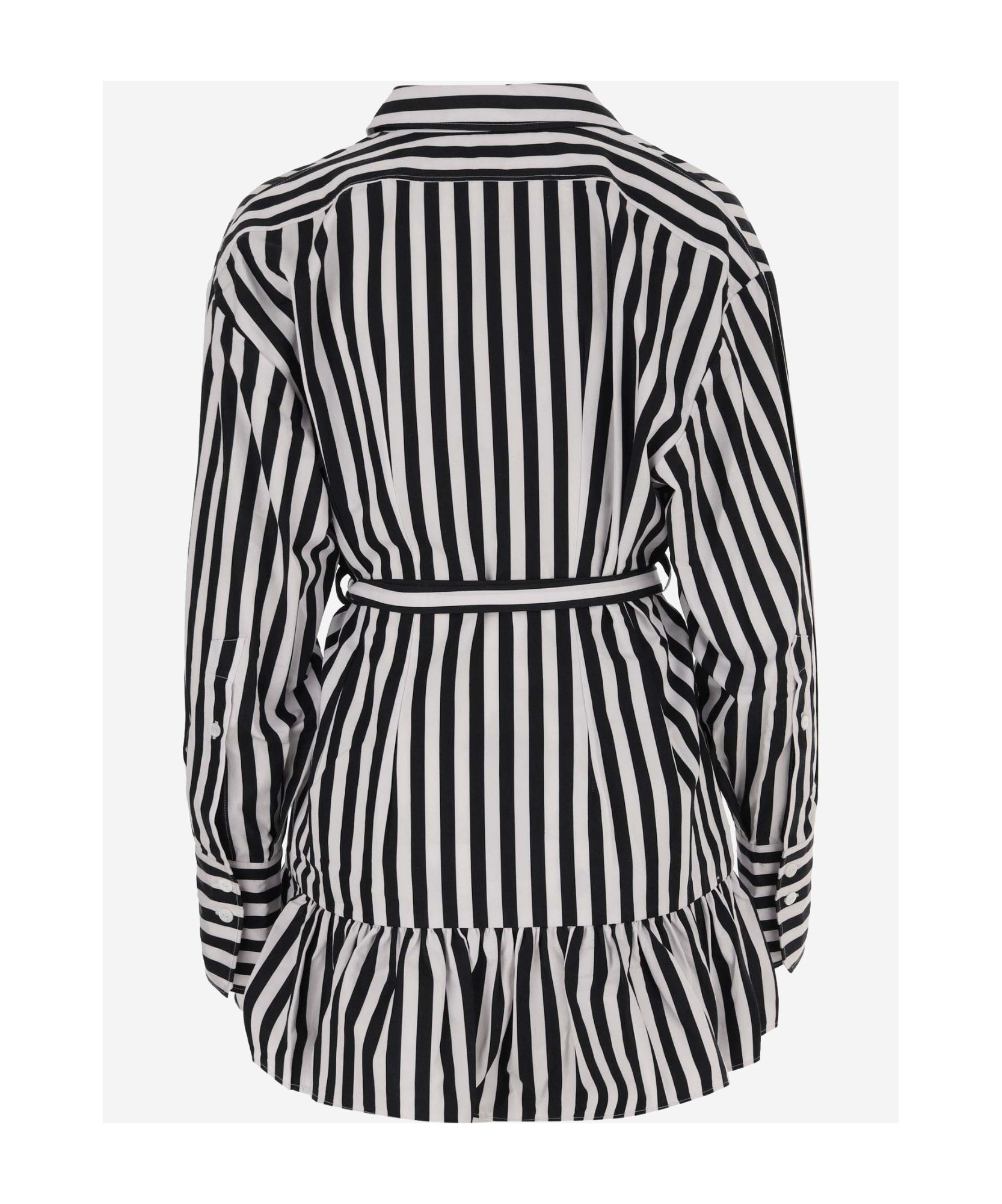 Patou Striped Cotton Mini Chemisier Dress In Black