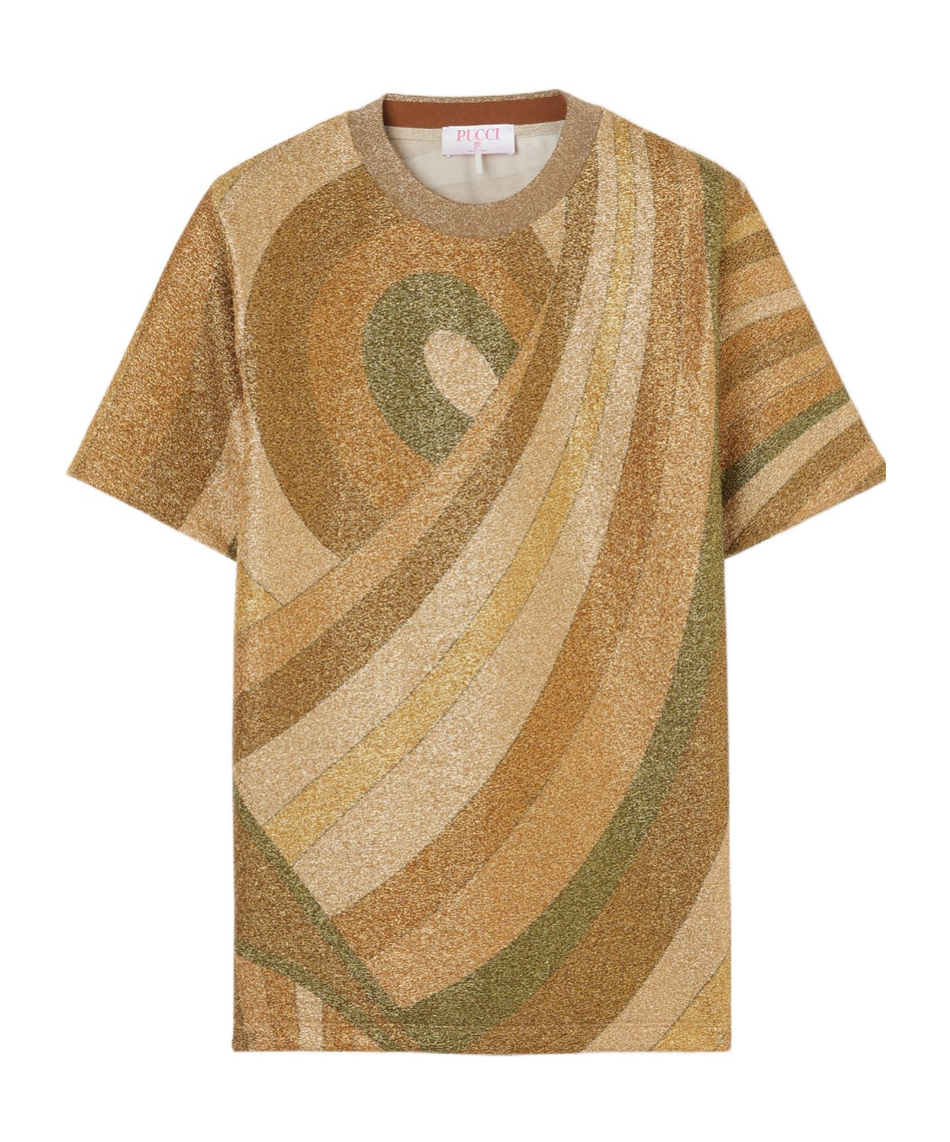 Pucci Marmo Print Jersey Lamé T-shirt In Brown