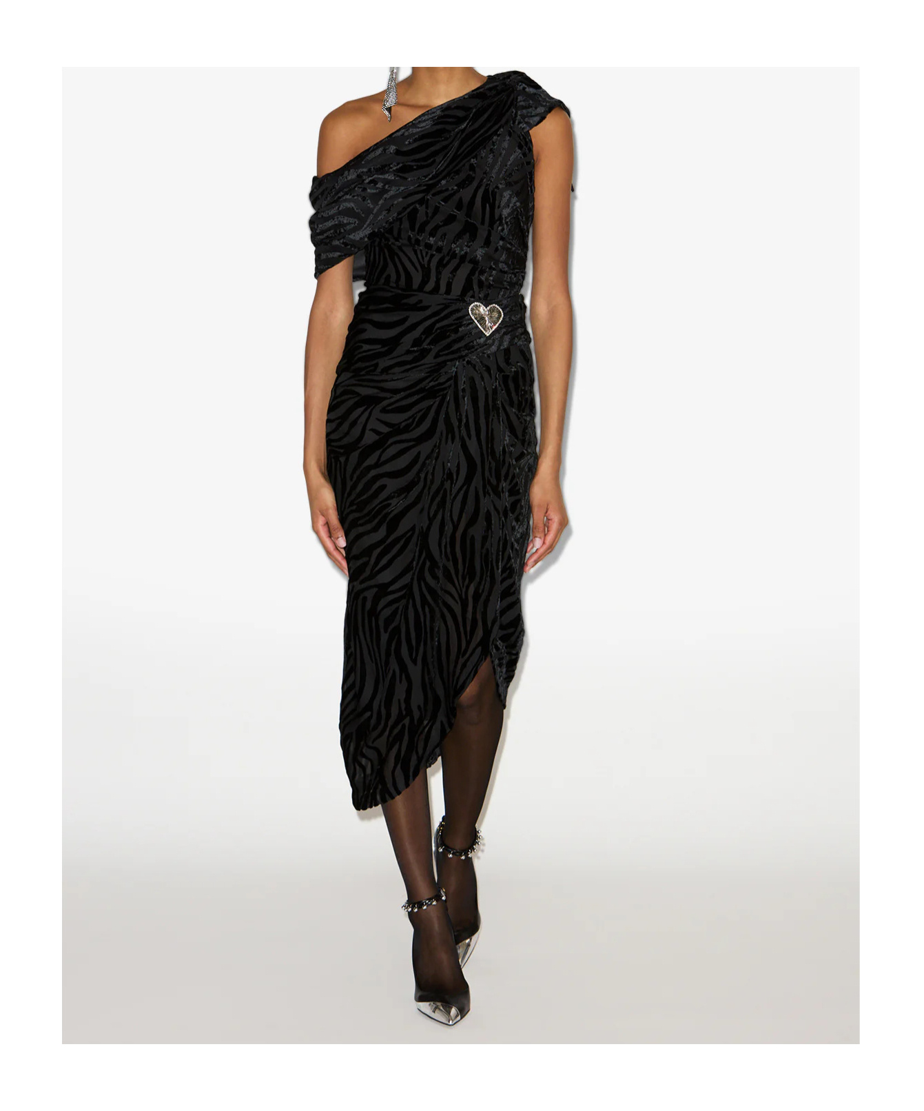 Isabel Marant Cyane Draped Velvet Burnout Bodycon Midi Dress In Black