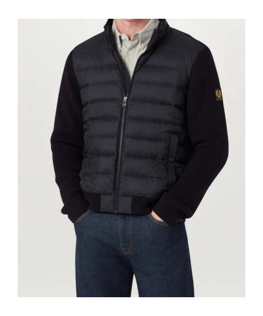 Belstaff Mens Dark Ink Circuiteer Padded Wool Blend Cardigan In Black