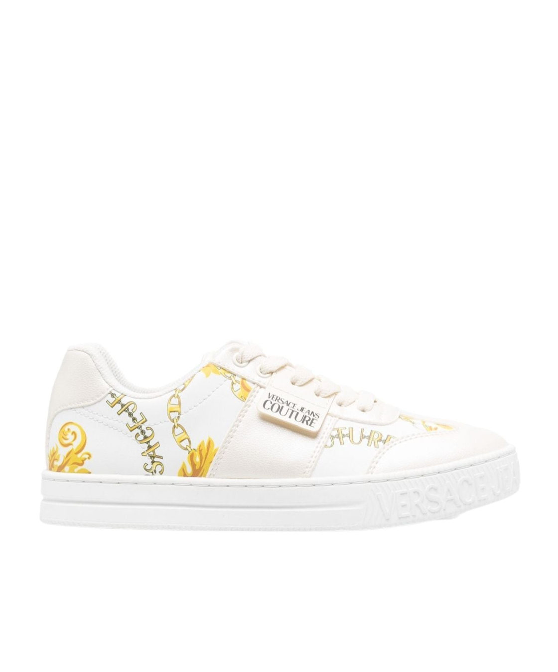 Versace Jeans Logo-patch Round-toe Sneakers In White