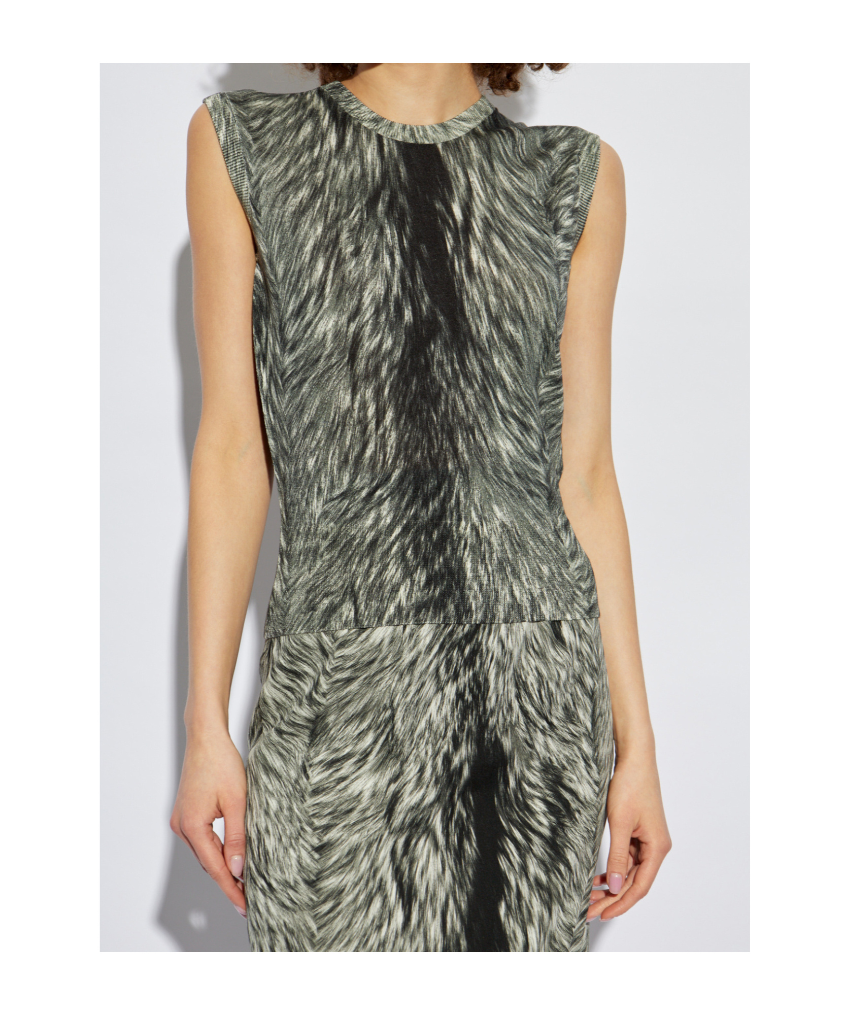 Dolce & Gabbana Fur-print Tank Top In Black