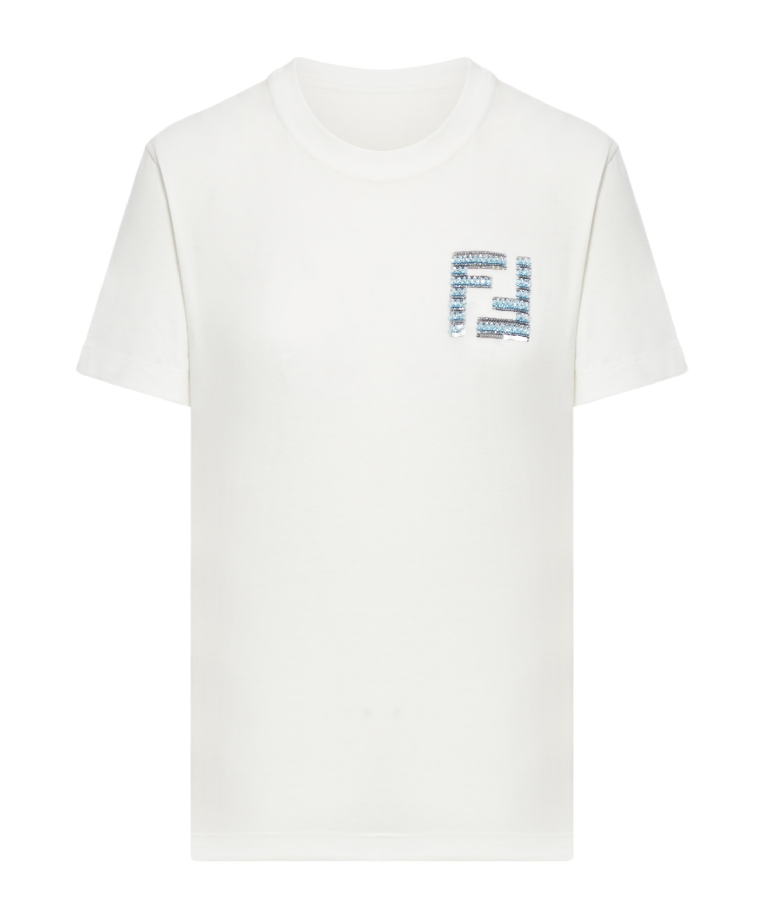 Fendi Logo Embroidered Crewneck T-shirt In White