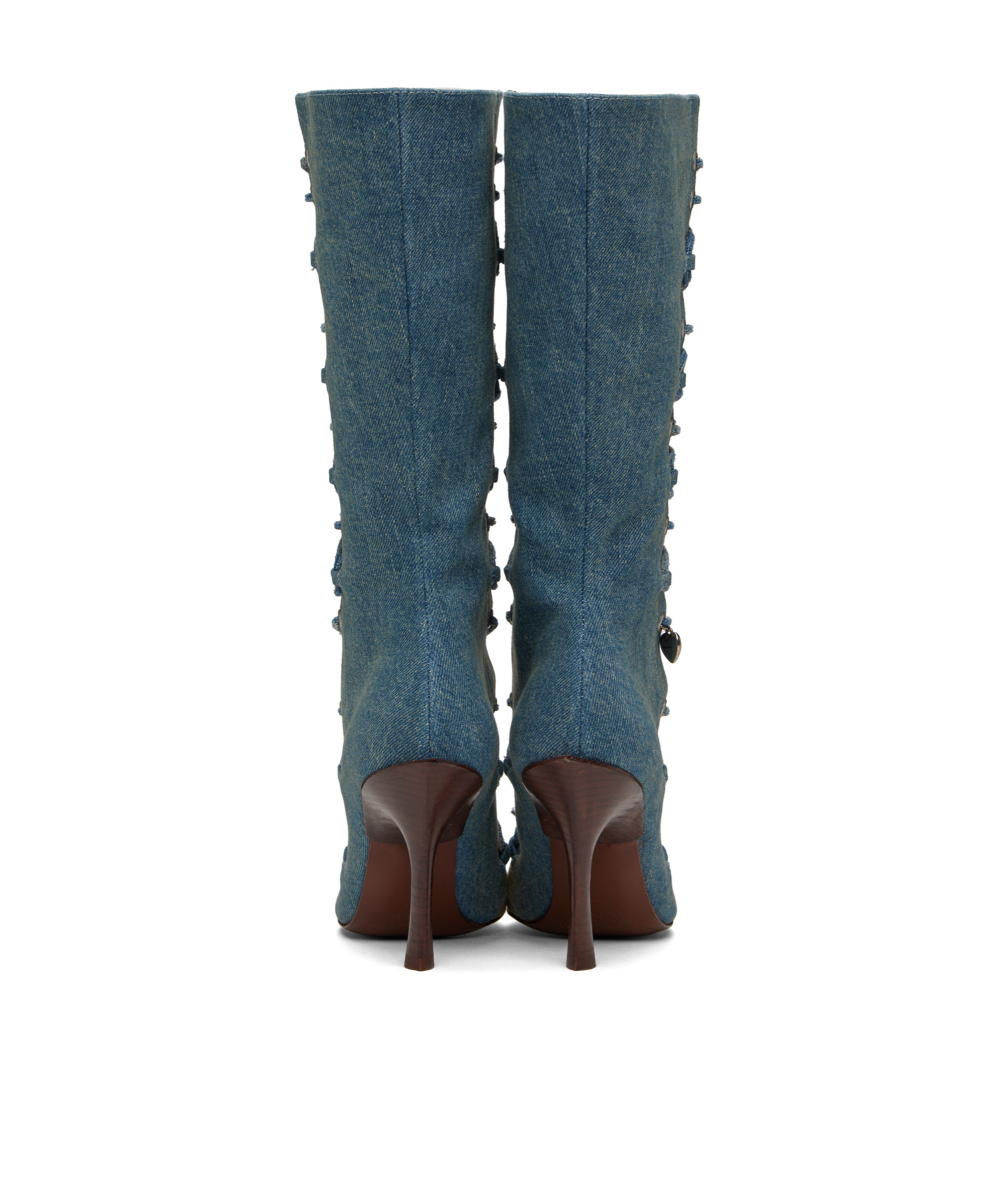 Acne Studios 100mm Denim Knee-high Boots In Blue