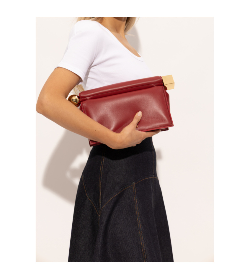 Jacquemus Leather Clutch Bag Top Handle In Red
