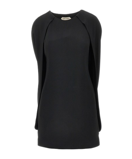 Alberta Ferretti Cape Dress In Black