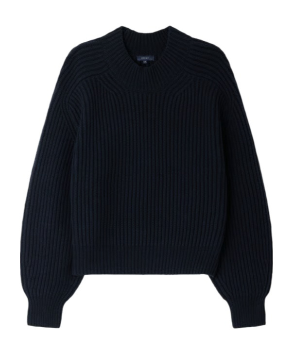 Soeur Oversized High-neck Merino Wool Sweater In Blue