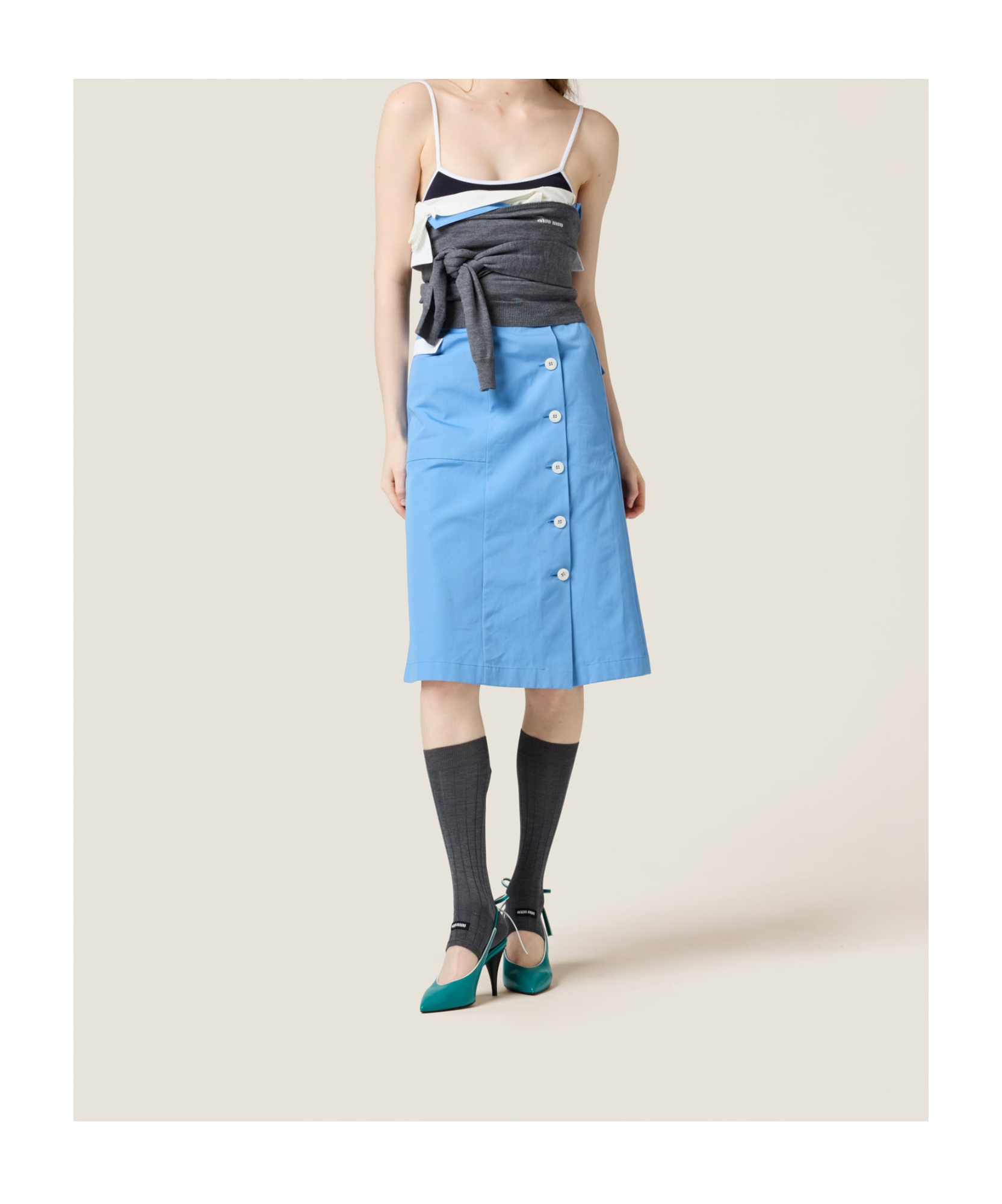 Shop Miu Miu Poplin Dress In Blue