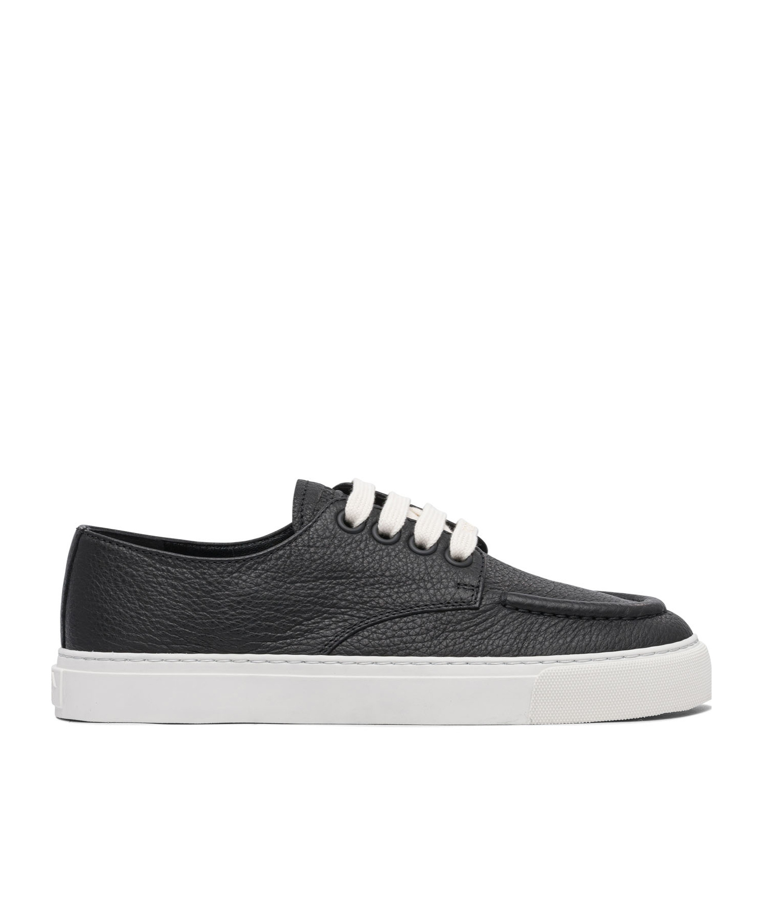 Prada Low Profile Round Toe Sneakers With Textured Finish In Black