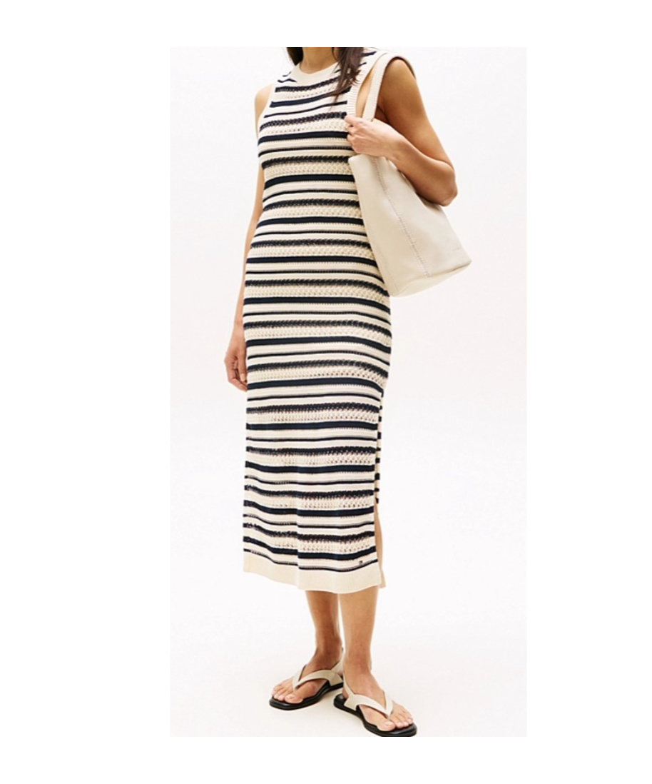 Tommy Hilfiger Sleeveless Crochet Midi Dress In Multi