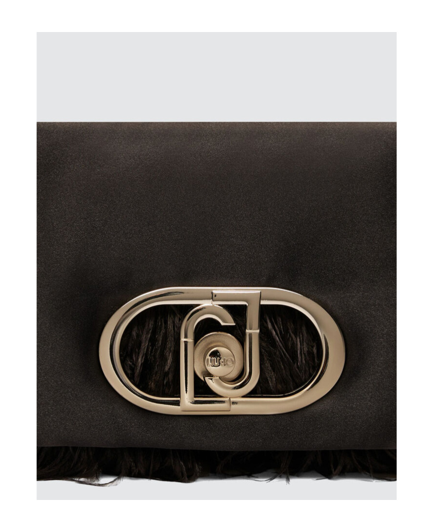 Liu •jo Feather-trimmed Shoulder Bag In Black