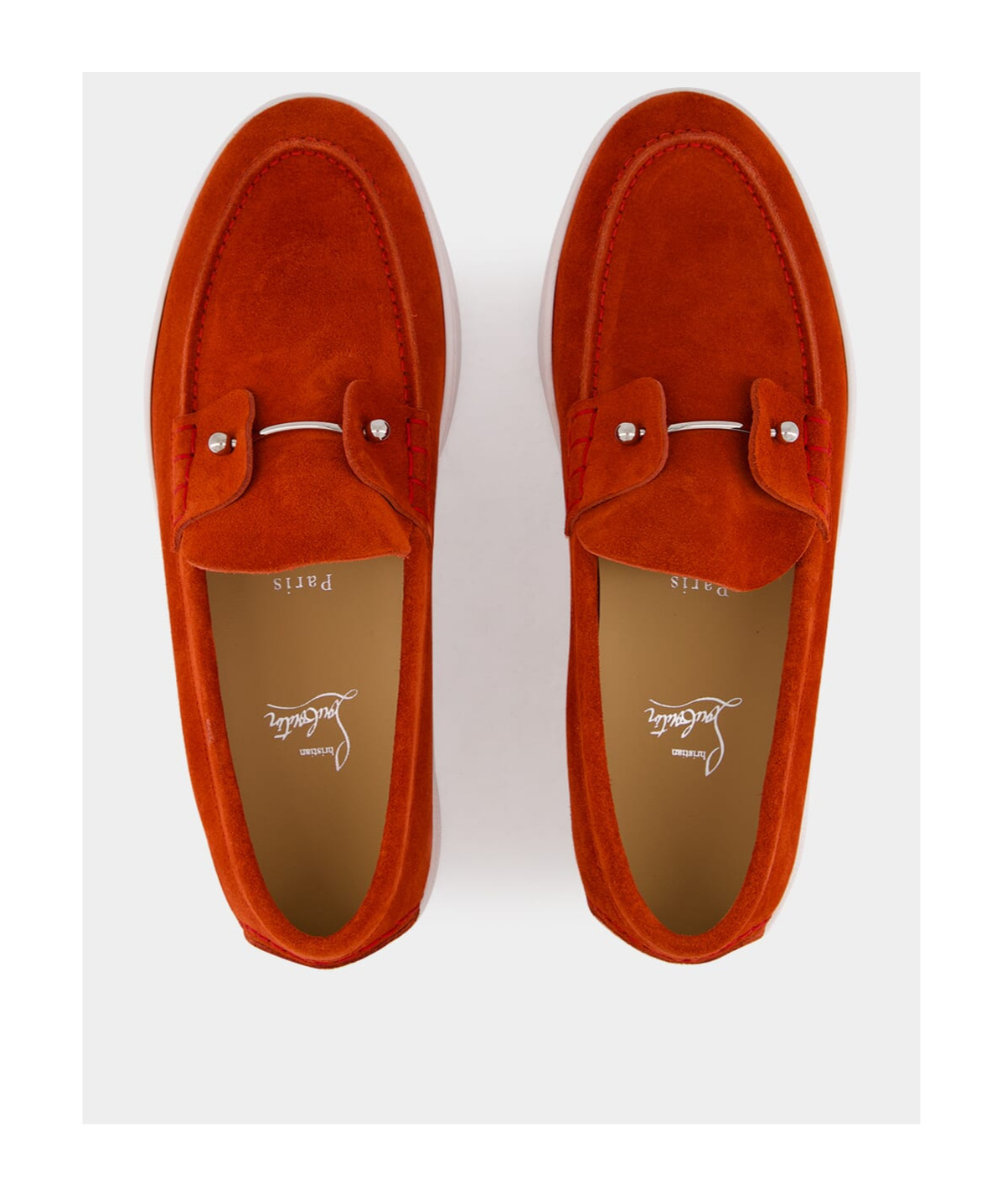 Christian Louboutin Round Toe Loafers In Red