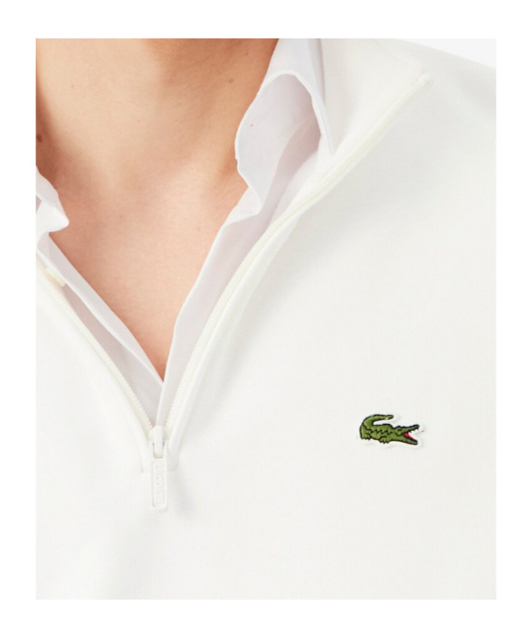Lacoste Logo-patch Half-zip Sweatshirt In White
