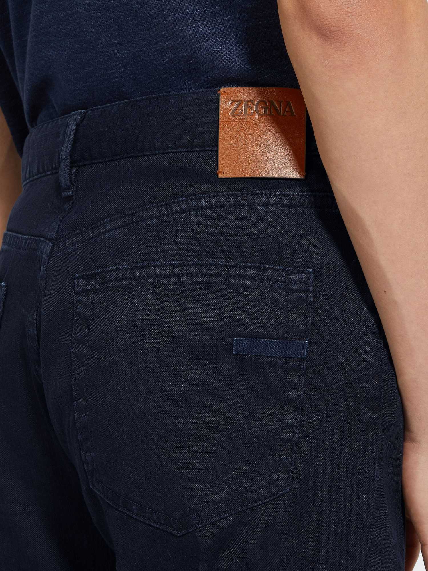 Shop Zegna Logo-patch Trousers In Navy Blue