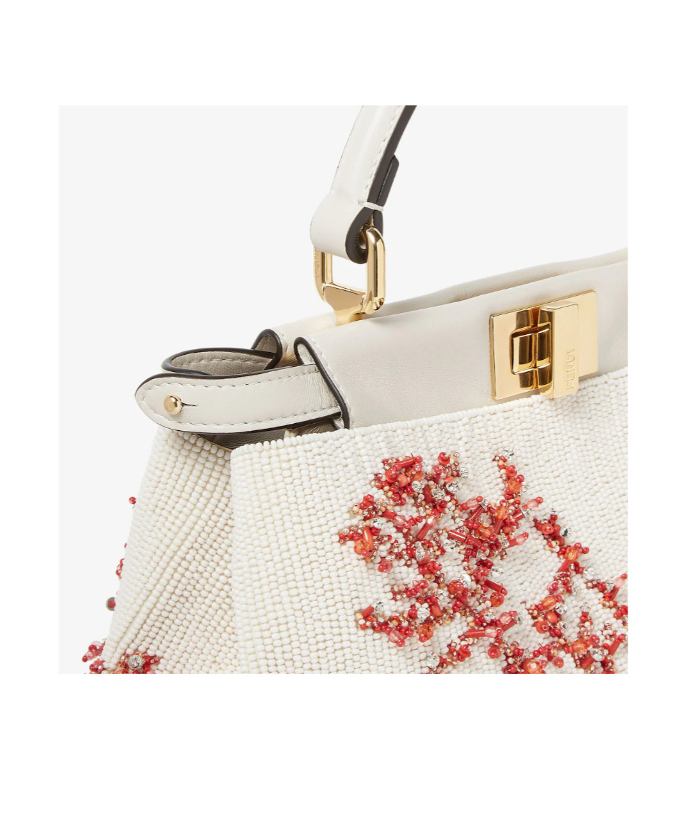 Fendi Sea Garden Coral Red And Camellia Embroidered Bag