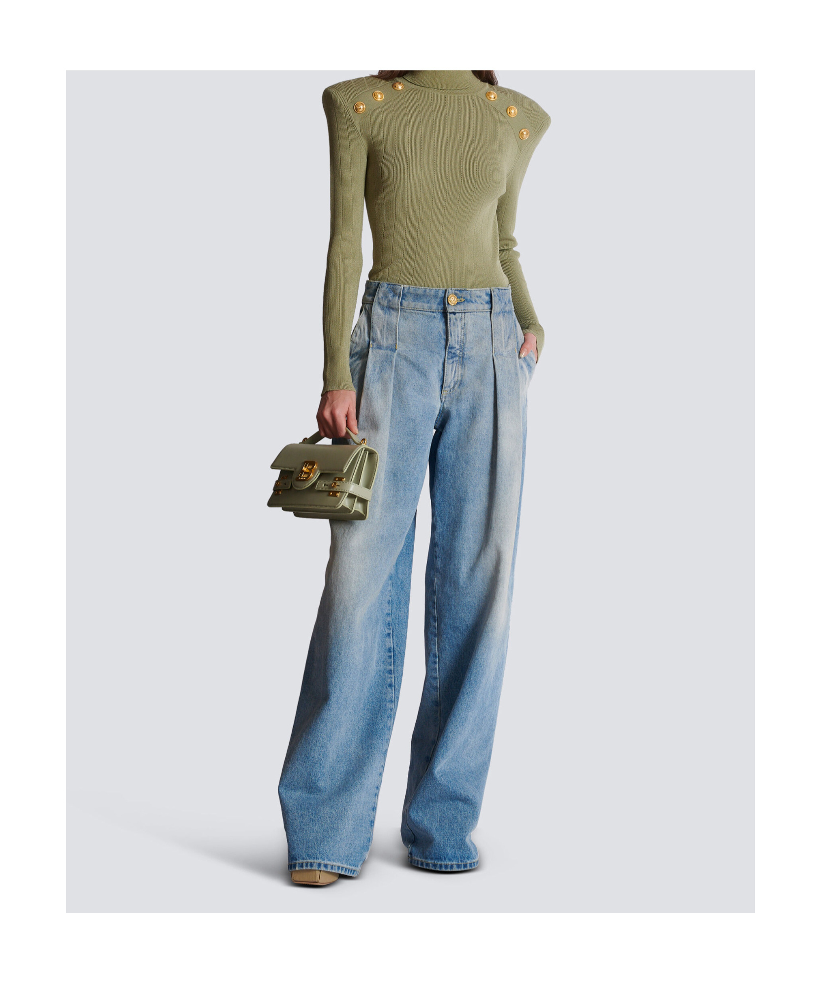 BALMAIN BUTTON-TRIMMED TURTLENECK SWEATER