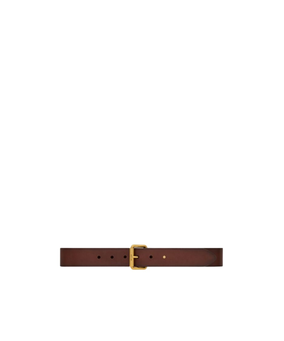 Saint Laurent Buckle Leather Belt In Red
