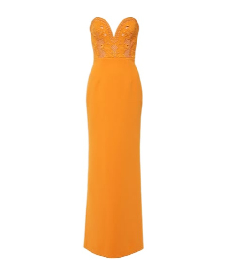 Rebecca Vallance Sirene Strapless Corset Gown In Orange