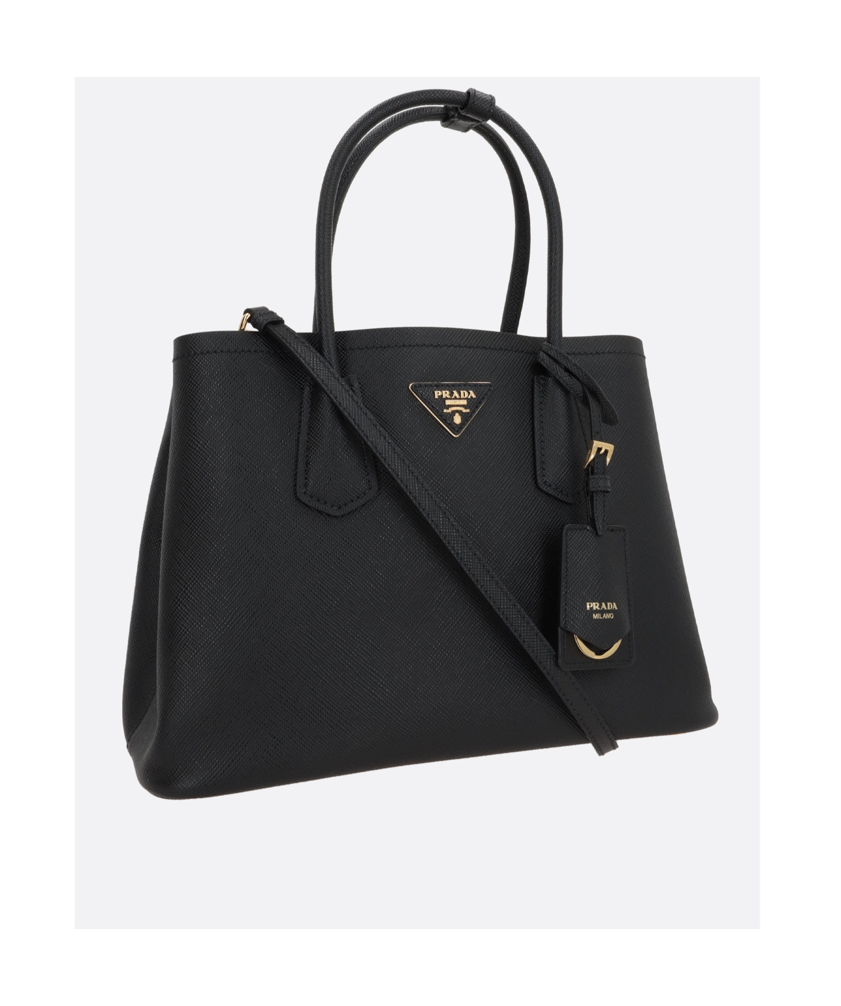 Prada Medium Saffiano Cuir Tote Bag In Black