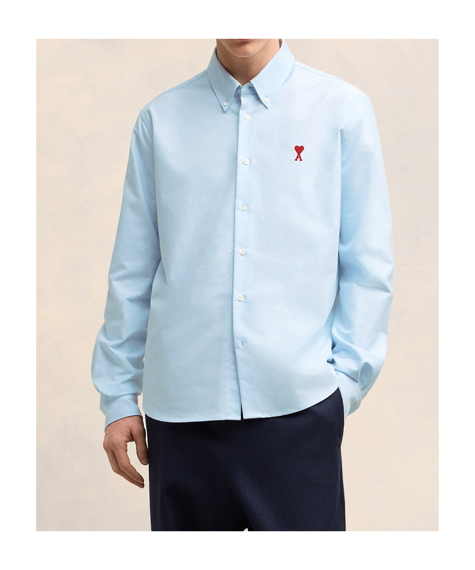 Ami Alexandre Mattiussi Adc Button-down Collar Logo-embroidered Striped Cotton Oxford Shirt In Blue