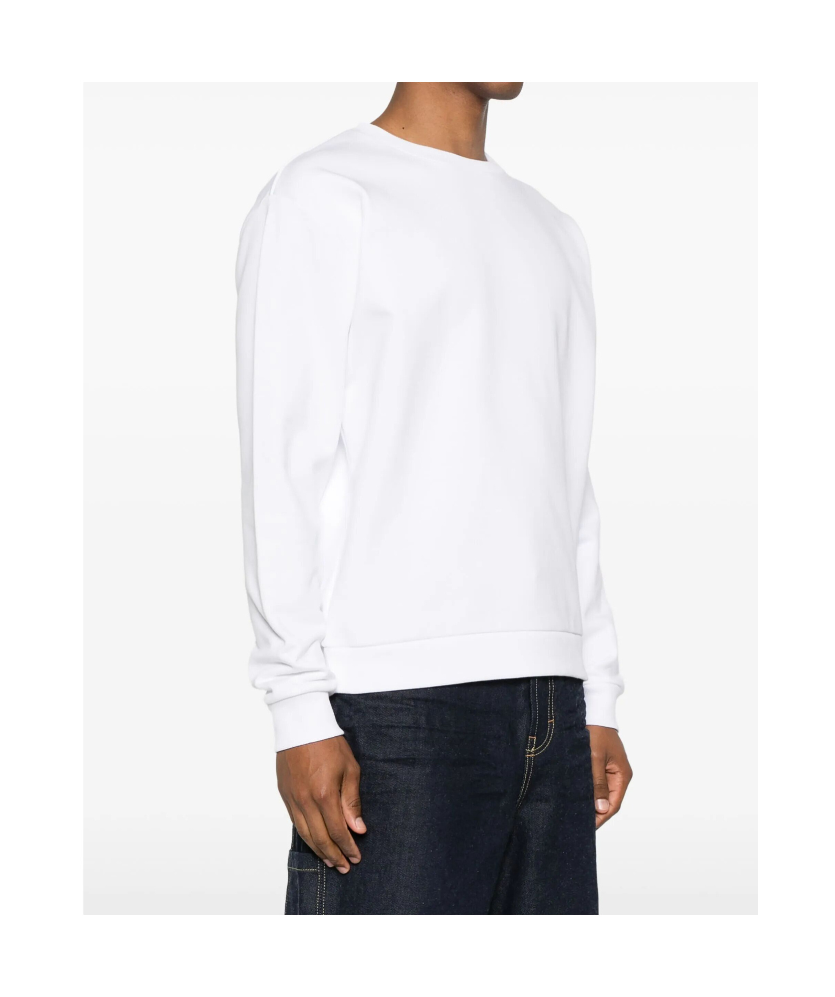 Gcds Long-sleeved Crewneck Sweatshirt In White