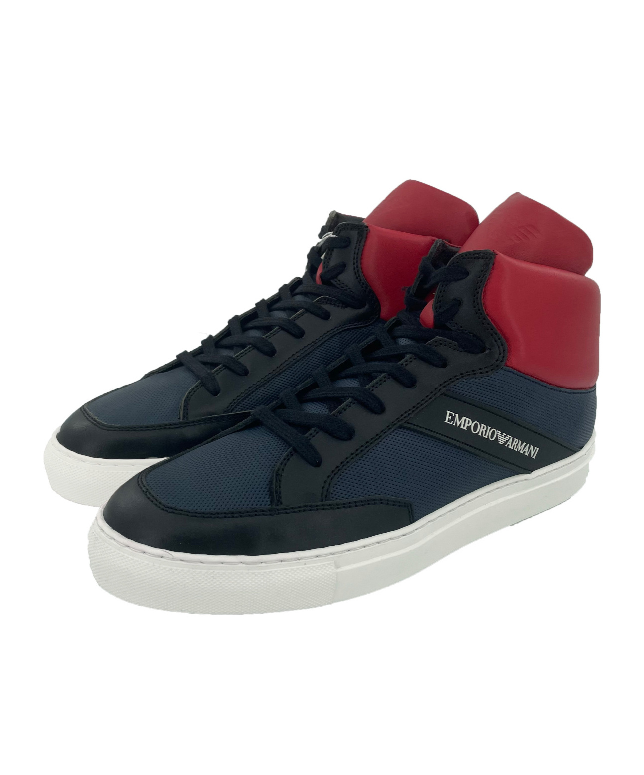 Emporio Armani Splice And Lace High-top Skate Shoes In Black