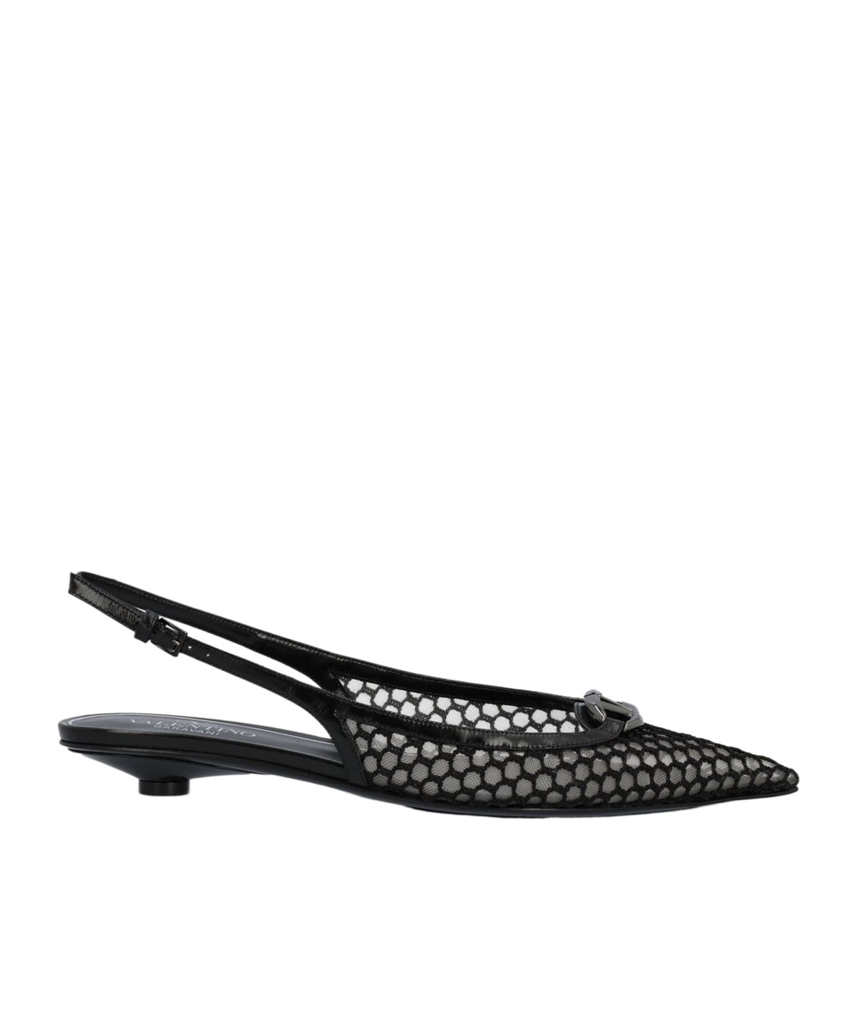 Valentino Vlogo Moon Leather Slingback Flats In Black