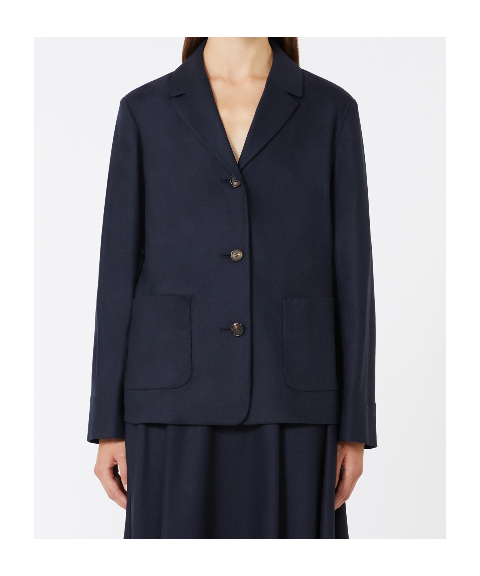 Max Mara Wool Flannel Jacket In Blue