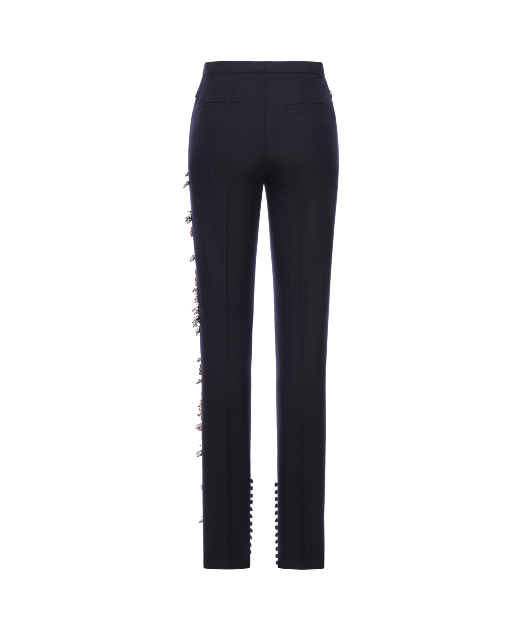 Dries Van Noten Pandoris Embellished Wool Skinny Pants In Black